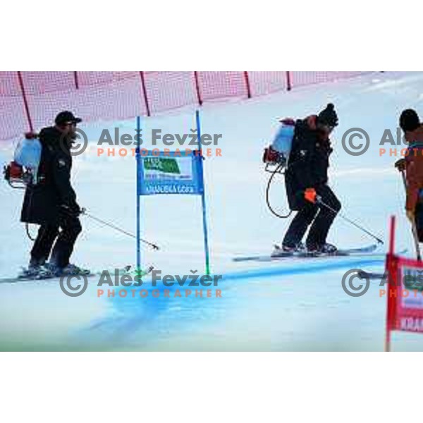 course inspection of AUDI FIS Ski World Cup Giant Slalom for 61.Vitranc Cup in Kranjska gora, Slovenia on March 13, 2022