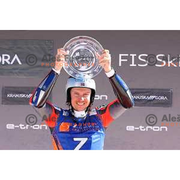 Henrik Kristoffersen (NOR), winner of AUDI FIS Ski World Cup Giant Slalom for 61.Vitranc Cup in Kranjska gora, Slovenia on March 13, 2022