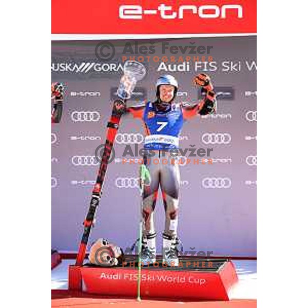 Henrik Kristoffersen (NOR), winner of AUDI FIS Ski World Cup Giant Slalom for 61.Vitranc Cup in Kranjska gora, Slovenia on March 13, 2022