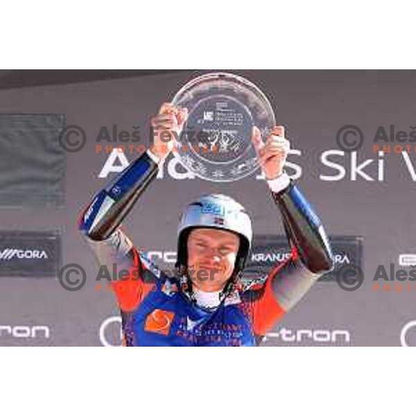 Henrik Kristoffersen (NOR), winner of AUDI FIS Ski World Cup Giant Slalom for 61.Vitranc Cup in Kranjska gora, Slovenia on March 13, 2022