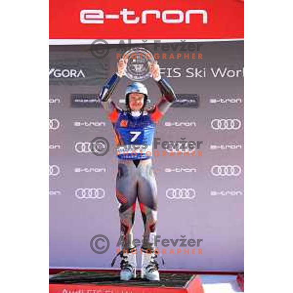 Henrik Kristoffersen (NOR), winner of AUDI FIS Ski World Cup Giant Slalom for 61.Vitranc Cup in Kranjska gora, Slovenia on March 13, 2022