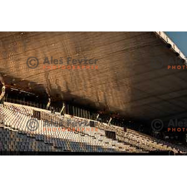 Empty seats during Prva liga Telemach football match between Maribor and NS Mura in Ljudski vrt, Maribor, Slovenia on March 13, 2022. Photo: Jure Banfi/www.alesfevzer.com