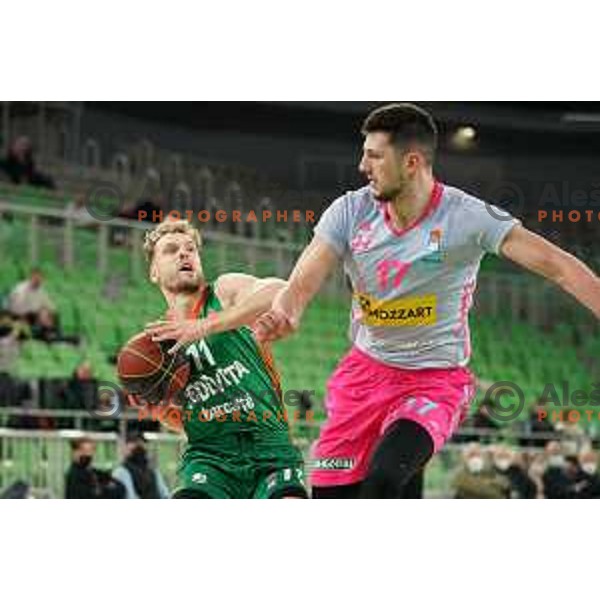 Jaka Blazic in action during ABA league regular season basketball match between Cedevita Olimpija and Mega Mozart in Stozice, Arena, Ljubljana, Slovenia on March 13, 2022