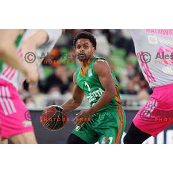 Yogi Ferrell in action during ABA league regular season basketball match between Cedevita Olimpija and Mega Mozart in Stozice, Arena, Ljubljana, Slovenia on March 13, 2022