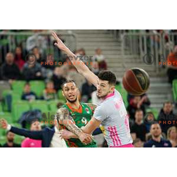 Zach Auguste in action during ABA league regular season basketball match between Cedevita Olimpija and Mega Mozart in Stozice, Arena, Ljubljana, Slovenia on March 13, 2022