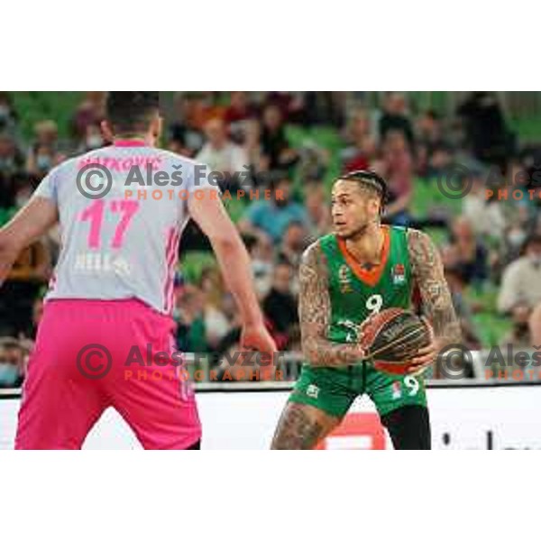 Zach Auguste in action during ABA league regular season basketball match between Cedevita Olimpija and Mega Mozart in Stozice, Arena, Ljubljana, Slovenia on March 13, 2022