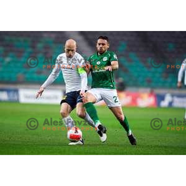 In action during Prva Liga Telemach football match between Olimpija and Celje in SRC Stozice, Ljubljana, Slovenia on March 14, 2022