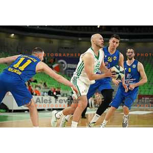 Mirko Mulalic in action during Nova KBM league basketball match between Cedevita Olimpija and Sencur GGD in Stozice, Arena, Ljubljana, Slovenia on March 14, 2022