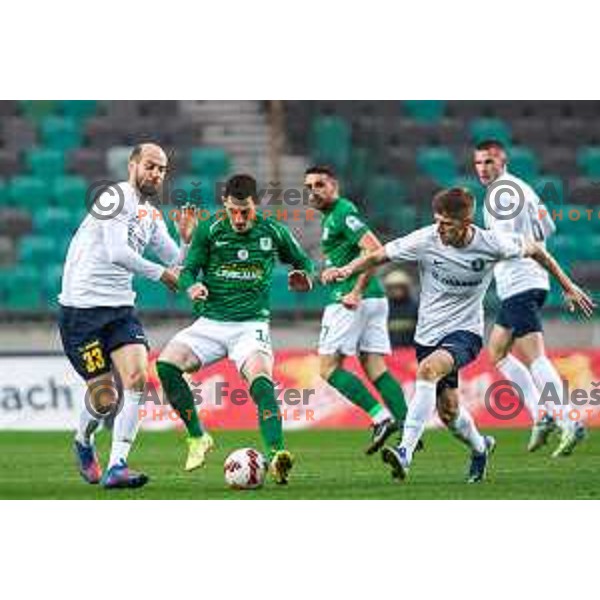 In action during Prva Liga Telemach football match between Olimpija and Celje in SRC Stozice, Ljubljana, Slovenia on March 14, 2022