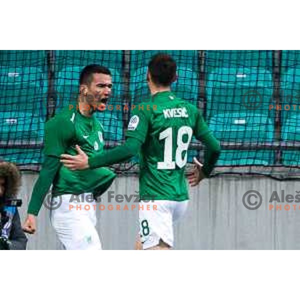 In action during Prva Liga Telemach football match between Olimpija and Celje in SRC Stozice, Ljubljana, Slovenia on March 14, 2022