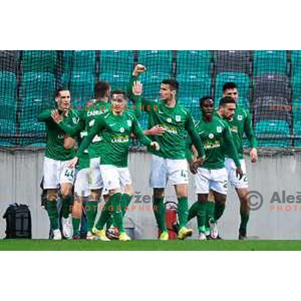 In action during Prva Liga Telemach football match between Olimpija and Celje in SRC Stozice, Ljubljana, Slovenia on March 14, 2022