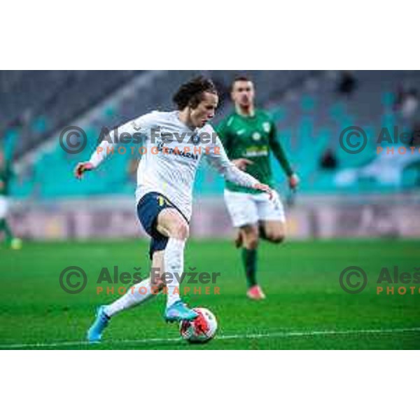 In action during Prva Liga Telemach football match between Olimpija and Celje in SRC Stozice, Ljubljana, Slovenia on March 14, 2022