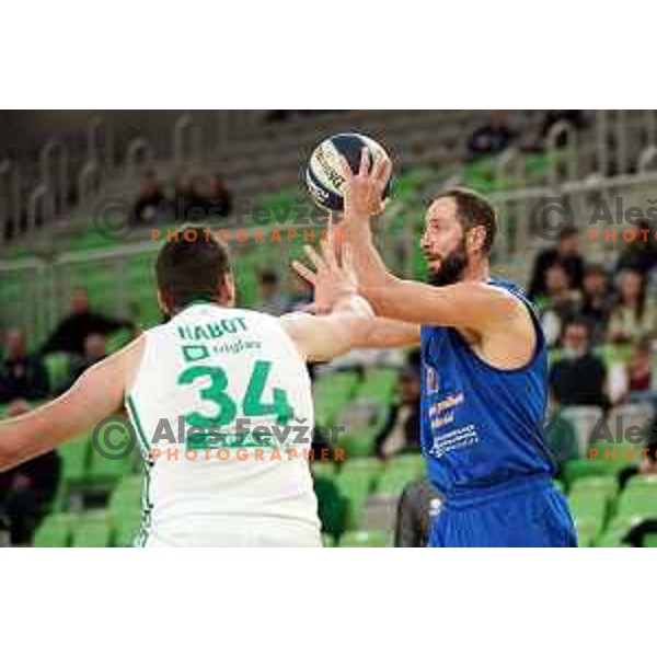 Hasan Rizvic in action during Nova KBM league basketball match between Cedevita Olimpija and Sencur GGD in Stozice, Arena, Ljubljana, Slovenia on March 14, 2022