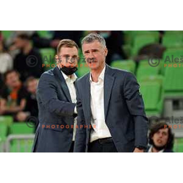 Coach Miro Alilovic during Nova KBM league basketball match between Cedevita Olimpija and Sencur GGD in Stozice, Arena, Ljubljana, Slovenia on March 14, 2022