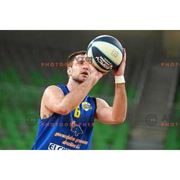 Matej Rojc in action during Nova KBM league basketball match between Cedevita Olimpija and Sencur GGD in Stozice, Arena, Ljubljana, Slovenia on March 14, 2022