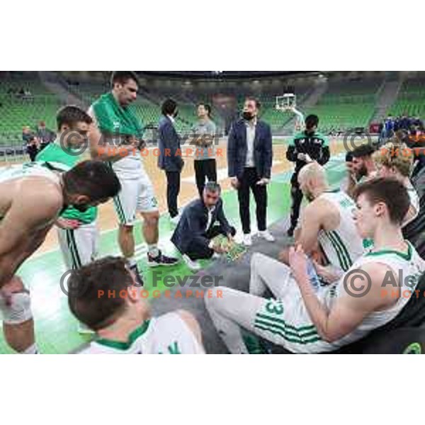 Coach Miro Alilovic during Nova KBM league basketball match between Cedevita Olimpija and Sencur GGD in Stozice, Arena, Ljubljana, Slovenia on March 14, 2022