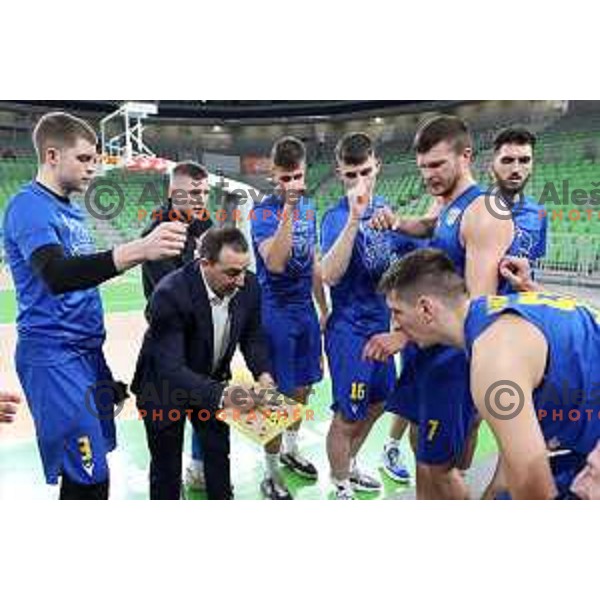 coach Miljan Pavkovic in action during Nova KBM league basketball match between Cedevita Olimpija and Sencur GGD in Stozice, Arena, Ljubljana, Slovenia on March 14, 2022