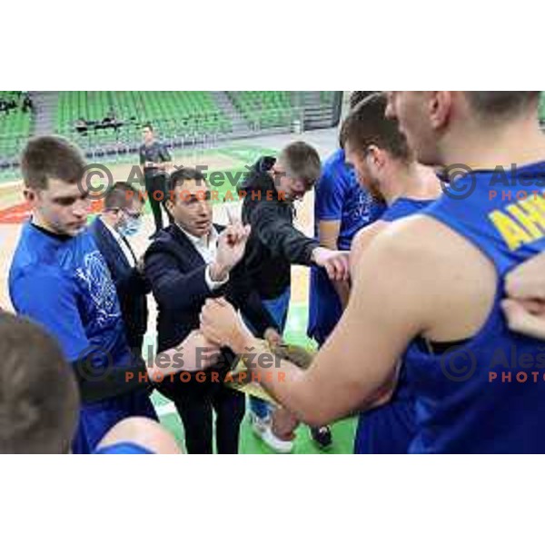 coach Miljan Pavkovic in action during Nova KBM league basketball match between Cedevita Olimpija and Sencur GGD in Stozice, Arena, Ljubljana, Slovenia on March 14, 2022
