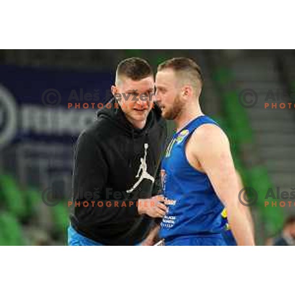 Nejc Martincic in action during Nova KBM league basketball match between Cedevita Olimpija and Sencur GGD in Stozice, Arena, Ljubljana, Slovenia on March 14, 2022