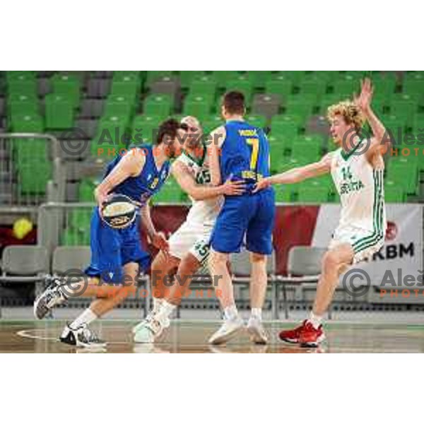 Ramo Rizvic in action during Nova KBM league basketball match between Cedevita Olimpija and Sencur GGD in Stozice, Arena, Ljubljana, Slovenia on March 14, 2022