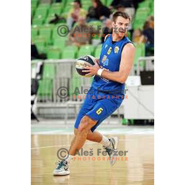 Matej Rojc in action during Nova KBM league basketball match between Cedevita Olimpija and Sencur GGD in Stozice, Arena, Ljubljana, Slovenia on March 14, 2022