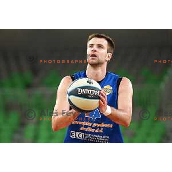 Matej Rojc in action during Nova KBM league basketball match between Cedevita Olimpija and Sencur GGD in Stozice, Arena, Ljubljana, Slovenia on March 14, 2022