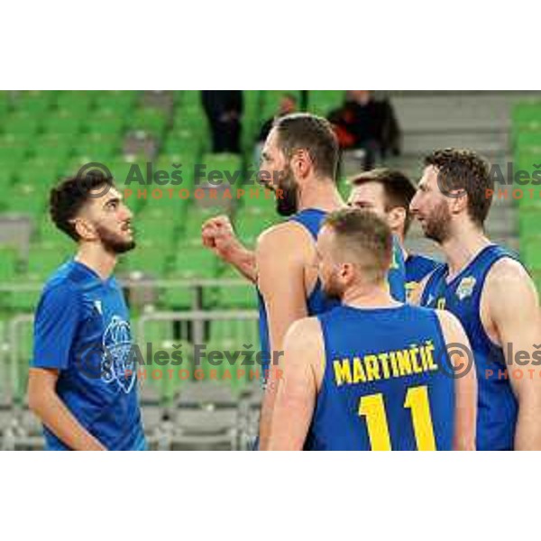 Hasan Rizvic in action during Nova KBM league basketball match between Cedevita Olimpija and Sencur GGD in Stozice, Arena, Ljubljana, Slovenia on March 14, 2022