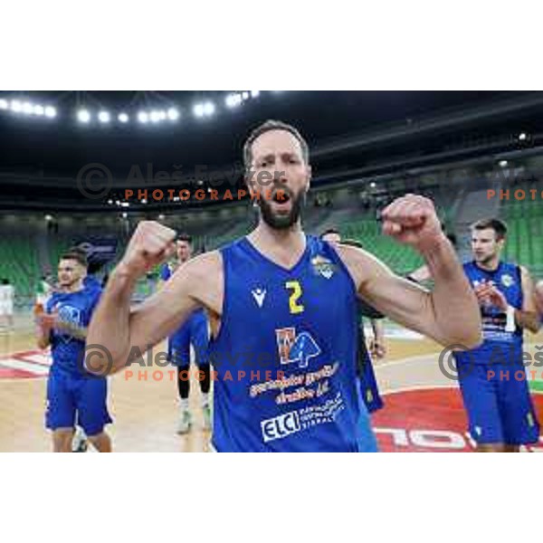 Hasan Rizvic in action during Nova KBM league basketball match between Cedevita Olimpija and Sencur GGD in Stozice, Arena, Ljubljana, Slovenia on March 14, 2022