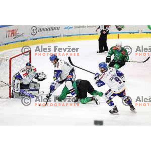 Alexander Schmidt in action during IceHL quarter-final match between SZ Olimpija and VSV in Ljubljana, Slovenia on March 15, 2022