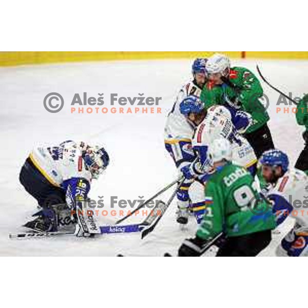 Alexander Schmidt in action during IceHL quarter-final match between SZ Olimpija and VSV in Ljubljana, Slovenia on March 15, 2022