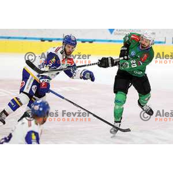 Gregor Koblar in action during IceHL quarter-final match between SZ Olimpija and VSV in Ljubljana, Slovenia on March 15, 2022