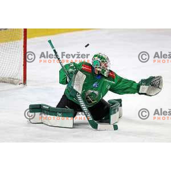 Paavo Holsa of SZ Olimpija in action during IceHL quarter-final match between SZ Olimpija and VSV in Ljubljana, Slovenia on March 15, 2022