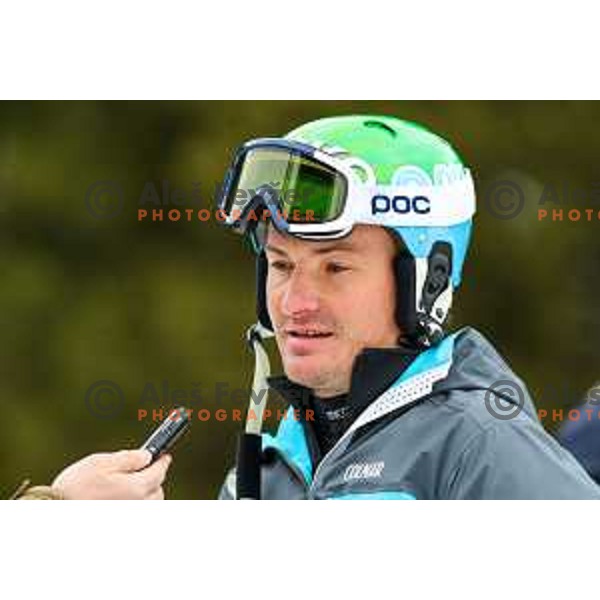 Rok Marguc (SLO) competes at FIS Snowboard World Cup Parallel Giant Slalom at Rogla Ski resort, Slovenia on March 16, 2022