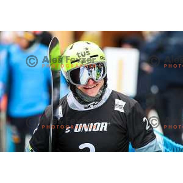 Tim Mastnak (SLO) third placed at FIS Snowboard World Cup Parallel Giant Slalom at Rogla Ski resort, Slovenia on March 16, 2022