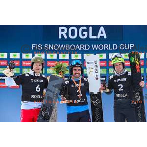 Tim Mastnak (SLO) third placed at FIS Snowboard World Cup Parallel Giant Slalom at Rogla Ski resort, Slovenia on March 16, 2022