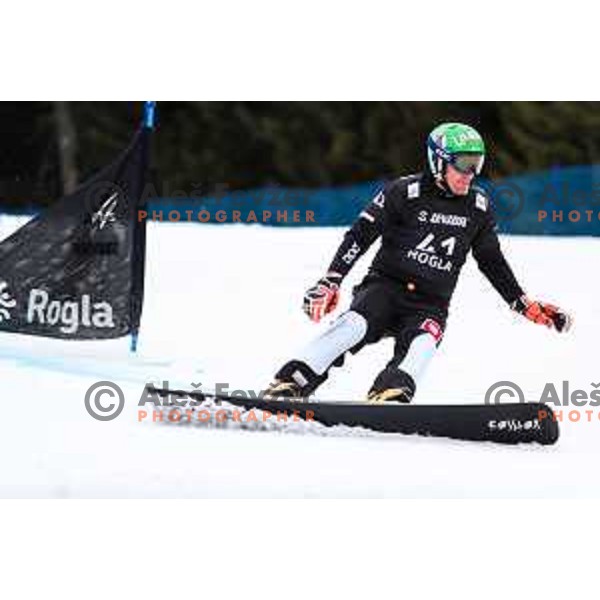 competes at FIS Snowboard World Cup Parallel Giant Slalom at Rogla Ski resort, Slovenia on March 16, 2022