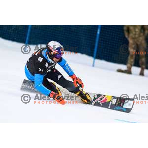 competes at FIS Snowboard World Cup Parallel Giant Slalom at Rogla Ski resort, Slovenia on March 16, 2022