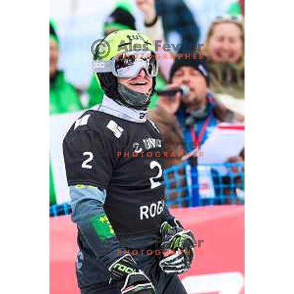 Tim Mastnak (SLO) third placed at FIS Snowboard World Cup Parallel Giant Slalom at Rogla Ski resort, Slovenia on March 16, 2022