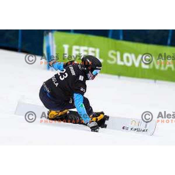 competes at FIS Snowboard World Cup Parallel Giant Slalom at Rogla Ski resort, Slovenia on March 16, 2022