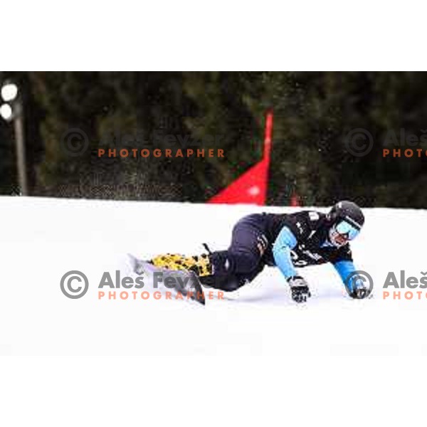 competes at FIS Snowboard World Cup Parallel Giant Slalom at Rogla Ski resort, Slovenia on March 16, 2022