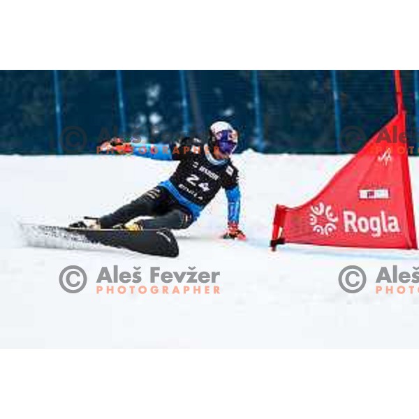 competes at FIS Snowboard World Cup Parallel Giant Slalom at Rogla Ski resort, Slovenia on March 16, 2022