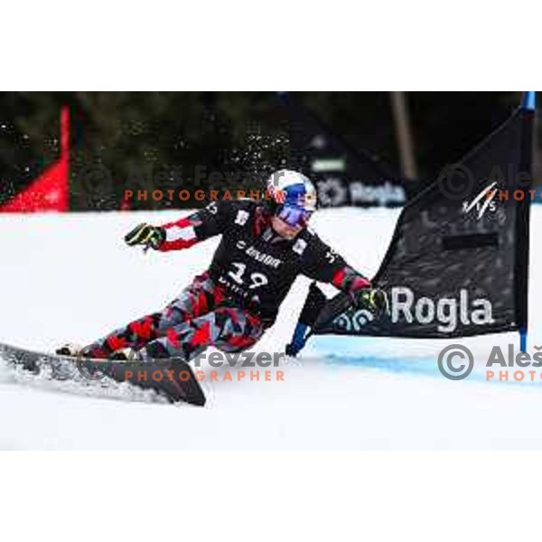 competes at FIS Snowboard World Cup Parallel Giant Slalom at Rogla Ski resort, Slovenia on March 16, 2022