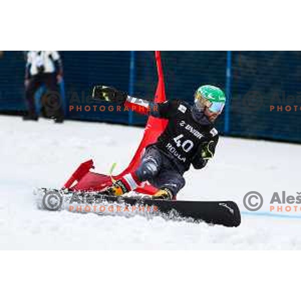 competes at FIS Snowboard World Cup Parallel Giant Slalom at Rogla Ski resort, Slovenia on March 16, 2022