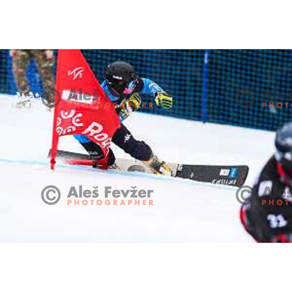 competes at FIS Snowboard World Cup Parallel Giant Slalom at Rogla Ski resort, Slovenia on March 16, 2022