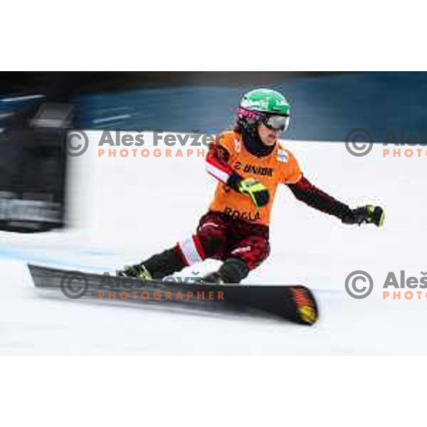 competes at FIS Snowboard World Cup Parallel Giant Slalom at Rogla Ski resort, Slovenia on March 16, 2022