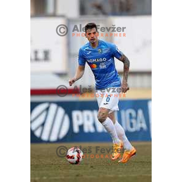 Mitja Krizan in action during Prva Liga Telemach 2021-2022 football match between Kalcer Radomlje and Maribor in Domzale, Slovenia on February 21, 2022