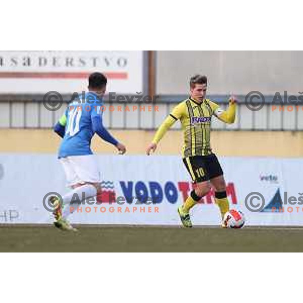 Luka Cerar in action during Prva Liga Telemach 2021-2022 football match between Kalcer Radomlje and Maribor in Domzale, Slovenia on February 21, 2022