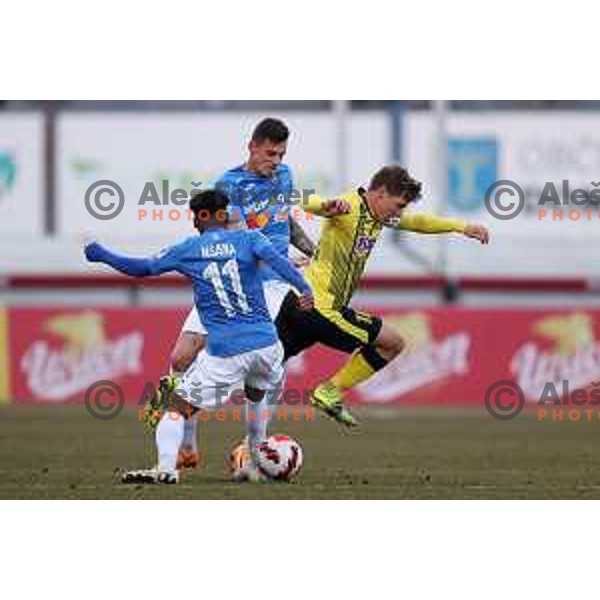 Luka Cerar in action during Prva Liga Telemach 2021-2022 football match between Kalcer Radomlje and Maribor in Domzale, Slovenia on February 21, 2022