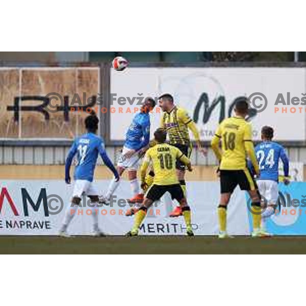 in action during Prva Liga Telemach 2021-2022 football match between Kalcer Radomlje and Bravo in Domzale, Slovenia on March 18, 2022