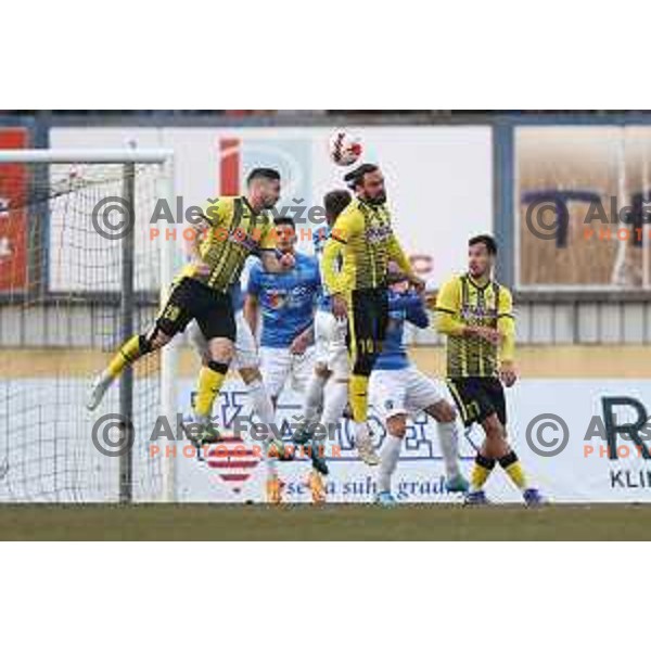 Tomislav Mrkonjic in action during Prva Liga Telemach 2021-2022 football match between Kalcer Radomlje and Bravo in Domzale, Slovenia on March 18, 2022